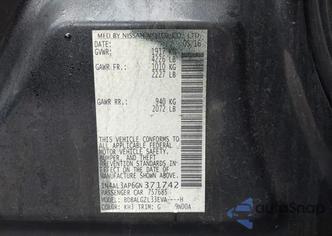 2016 Nissan Altima 2.5 S from USA, damaged, VIN 1N4AL3AP6GN371742